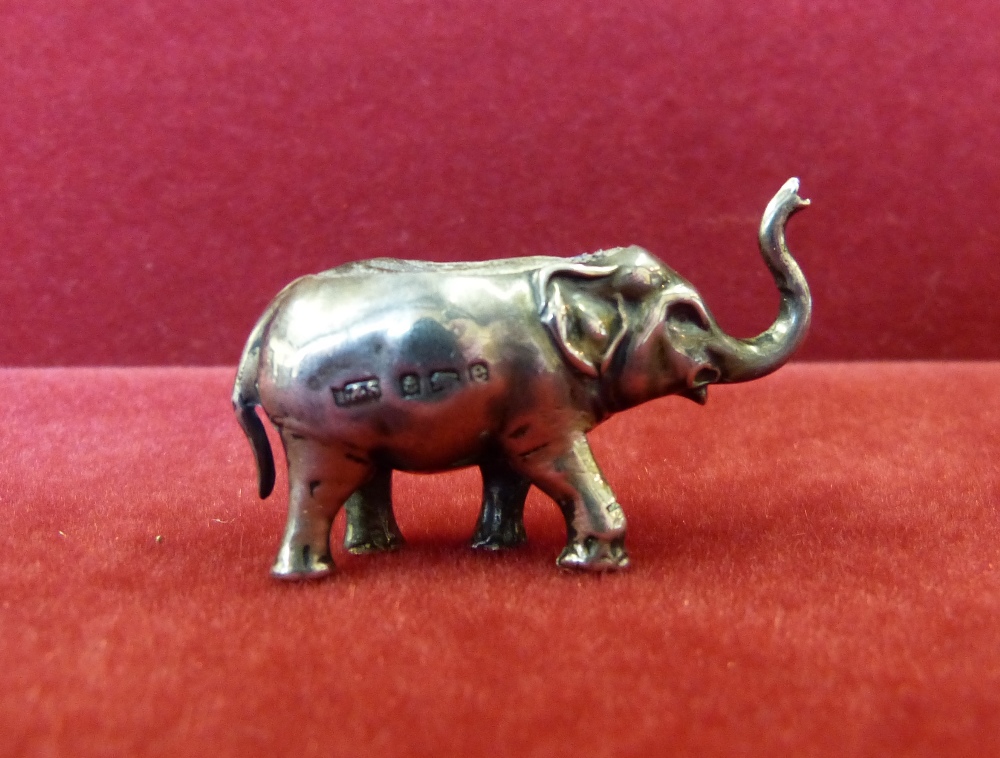 An Edwardian silver novelty pin cushion, Birmingham 1904 in the form of an elephant