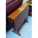 An early 20th century mahogany Sutherland table, with turned and reeded supports, 73cm wide