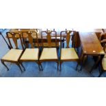 Mahogany cabriole gate-leg dining table and set of four matching chairs with vase shaped splats (5)