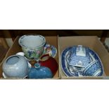 A large Victorian blue and white meat plate, various other blue and white wares and ceramics