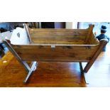 Stripped slatted pine rocking cradle, 100cm long