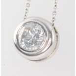 A 18ct white gold mounted single stone diamond pendant approx 1.3ct, together with certificate