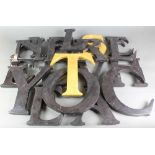 2 gilt resin letters - S and T 10" and 12" together with 3 ebonised ditto C, O and Y, 12" together