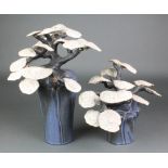 A Tessa Fuchs stylised earthenware model of a tree 15", a smaller ditto 10" in a fitted case The