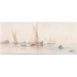 H Cole 1900, watercolour, fishing boats off a harbour arm, signed and dated 4 1/2" x 10 1/2"