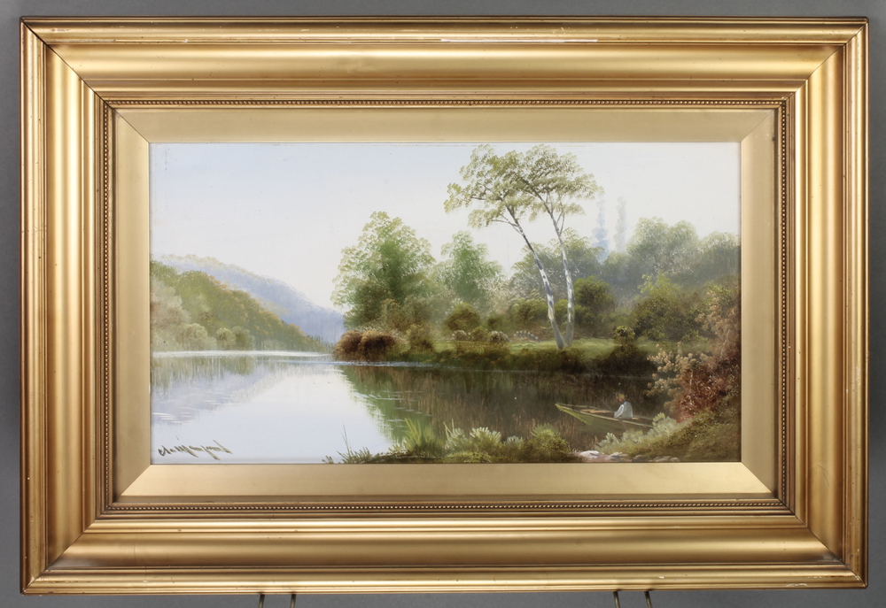 Early 20th Century oil paintings, indistinctly signed, rural scenes, 7 1/2" x 17 1/2" - Image 6 of 6