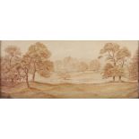A 19th Century watercolour, study of a country park, unsigned 5" x 12"