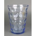 A "Whitefriars" blue studio glass dimpled tapered vase 9 1/2"