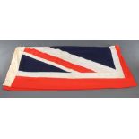 A stitched Union flag 64" x 137 1/2", some light staining