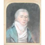 A 19th Century pastel portrait of a gentleman in a domed cut mount 10" x 8"