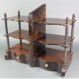 A 19th Century table top 3 tier what-not of serpentine outline with bobbin turned columns, the