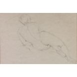 Daphne Paul, pencil drawing, signed, study of a naked sleeping lady, signed 14 1/2" x 21"