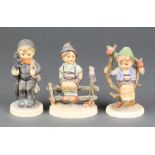 3 Hummel figures - Apple Tree Boy 742 3/0 3 3/4", Chimney Sweep 12 2/0 4" and Wayside Harmony 1938