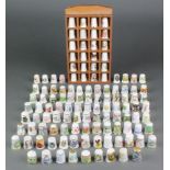 A collection of modern porcelain and china thimbles including Aynsley etc
