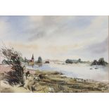 D Bruce, watercolour "Bosham Harbour" 10 1/2" x 14 1/2"