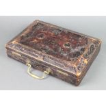 A Victorian style stage prop Chancellor of the Exchequer dispatch box, the lid with Royal Cypher