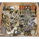 A silver coin bracelet and minor costume jewellery etc