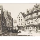 Louis Rosenberg, etching, townscape with figures, signed in pencil 7" x 9"