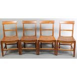 A set of 4 19th Century mahogany bar back dining chairs with shaped mid rails and saddle shaped