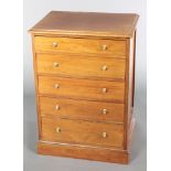 A Victorian mahogany collectors chest of 5 drawers with brass handles, raised on a platform base