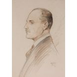 L East '56, pastel drawing, signed, study of a gentleman in profile 17" x 12"