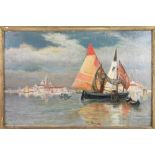 An Edwardian oil on board, a study of the Grand Canal Venice, unsigned 9" x 13 1/2"