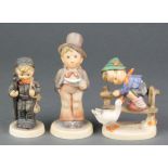 3 Hummel figures - Barnyard Hero 195 2/0 4", Chimney Sweep 12 2/0 3 3/4" and Street Singer 5"