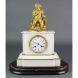 Rollin A Paris, a 19th Century French 8 day striking mantel clock with enamelled dial and Roman