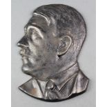 A reproduction cast iron head and shoulders portrait plaque of Adolf Hitler 8"