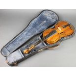 A First World War violin with 1 piece back, the interior marked in pencil Angefertigt Wahrend Meiner