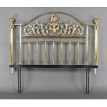 A Victorian style brass bed head 50"h x 55"w