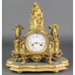 J Silvani Paris, a 19th Century French 8 day striking mantel clock, the enamelled dial with Roman