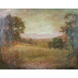 Alfred East, oil on canvas, Autumnal extensive landscape, signed 27 1/2" x 35"
