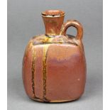 A John Leach Muchelney Pottery slip glazed bottle impressed marks 5"