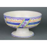 A Poole Carter Stabler pedestal bowl with geometric decoration and spread foot 8" There are minor