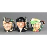 3 Royal Doulton character jugs - Sairey Gamp 3 1/2" with A mark, Lobster Man D6620 4" and Robin Hood