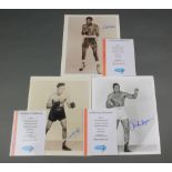 Of boxing interest, a signed black and white photograph of Bob Foster, ditto Willie Pep and ditto