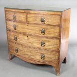 A Georgian mahogany line inlaid bow front chest of 2 short and 3 long drawers with replacement