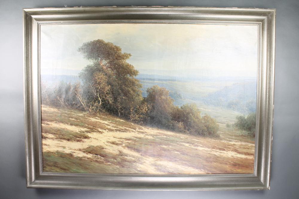 Carl Kenzler, oil on canvas signed, an extensive country landscape with distant hills 55" x 50 1/2" - Image 3 of 3