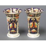 A pair of 19th Century Derby Japan pattern spill vases of tapered form 4 1/2" The vase is crackled