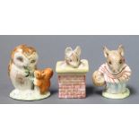 Three Beswick Beatrix Potter figures Mrs Tittle Mouse 3", Old Mr Brown 3", a Royal Albert ditto