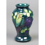 A green ground Moorcroft Finches oviform vase 4"