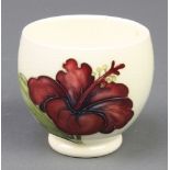 A Moorcroft cream ground hibiscus vase 3"