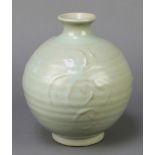 A studio pottery green glazed baluster vase 7 1/2"