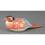 A Royal Crown Derby Japan pattern paperweight in the form of a pheasant (lacking stopper) 7"