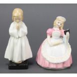 Two Royal Doulton figures - Mrs Cookie HN2218 5 1/2" and Bedtime HN1978 6"