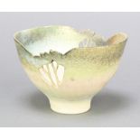 Mollie Hillam Fulneck, a studio pottery bowl of shaped circular form with pierced sides, impressed