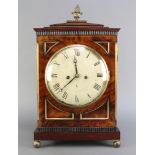 A Regency double fusee striking bracket clock, the 8" painted dial with Roman numerals and having