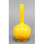 A Victorian Burmantoft style aesthetic orange glazed bottle vase with scale decoration 8"