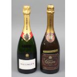 A 70cl bottle of Bollinger Special Cuvee champagne together with a 70cl bottle of Lanson 225th